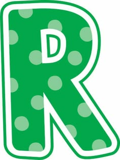 the letter person is made up of green and white polka dot dots, with an uppercase