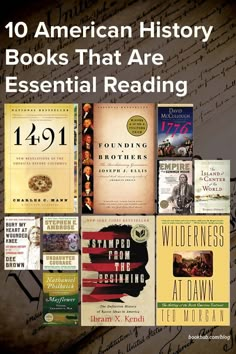 an image of books that are essential reading for the american history students to use in their homeschool