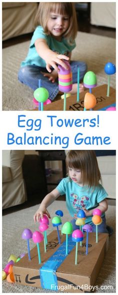 an egg towers game for kids to play with