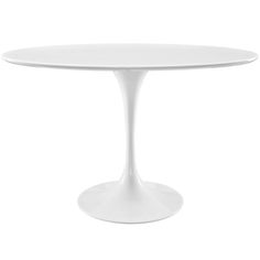 a white table with an oval top on a white background in the shape of a tulip