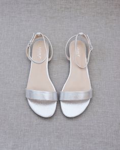 Silver Metallic Flat Sandal with Ankle Strap Flat Hoco Shoes, Shoes For Prom Flat, Silver Sandals Flat, Hoco Shoes Flats, Bridesmaid Flats Shoes, Formal Flat Shoes Women, Fancy Sandals Flats, Prom Shoes Flats, Prom Shoes Flat