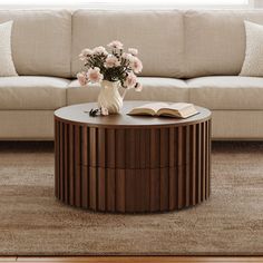 This round brown coffee table is not only a practical furniture for the living room, but also an artwork that enhances the style of home decor. Whether it's placing books, magazines, or exquisite tea sets and snacks, it can perfectly carry them, adding a touch of warmth and comfort to your leisure time. Latitude Run® | Latitude Run® Wood Round Coffee Table Wood in Brown | Wayfair Dark Brown Coffee Table, Round Coffee Table Wood, Color Coffee Table, Wood Round Coffee Table, Coffee Table With Drawer, Brown Wood Texture, Round Wooden Coffee Table, Practical Furniture, Brown Coffee Table