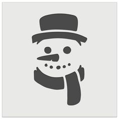 a snowman with a hat and scarf on it's head is shown in black