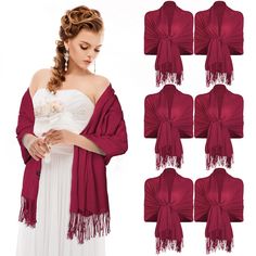 PRICES MAY VARY. Women's Wedding Shawl Set: the package contains 6 women's shawls, smooth and comfortable, they are a good choice for your wedding, and a large quantity can be provided to your bridesmaids and guests, so that they can keep warm at the wedding Comfortable and Soft Material: our long scarves and shawls are made of quality cashmere, using high precision textile technology, soft and comfortable, reliable and reusable, wear resistant and not easy to deform or fade, you can use it for Women's Wraps And Shawls, Bridesmaid Scarves, Textile Technology, Fashionable Swimwear, Bridesmaid Shawl, Tie A Scarf, Shawl Wedding, Wedding Shawls, Dress With Shawl