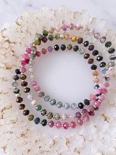 These beautiful tourmaline gemstone bracelets are made with high quality Rondelle cut 2mm gold filled spacer beads and 2.5mm gemstone.  Each bracelet is uniquely different. Sold individually Handmade Gemstone Bracelets, Gemstone Beaded Jewelry, Rondelle Beads Ideas, Gemstone Bracelets Ideas, Bracelets For Her, Spain Outfit, Inspiration Designs, Jewelry To Buy, Phone Straps