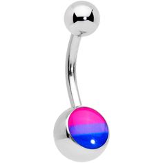 14 Gauge (1.6mm), 7/16" (11mm), 316L Surgical Grade Stainless Steel Curved Barbell Pink Purple Blue Bisexual Pride Flag Belly Ring Show off your belief in bisexual rights when you wear this 14 gauge navel ring. Made with a 7/16" durable 316L surgical grade stainless curved barbell, this belly button ring features a bisexual pride flag bottom charm in pink, purple, and blue so you can show your support for all. Bisexual Pride Flag, Belly Button Piercing Jewelry, Belly Piercing Jewelry, Pride Jewellery, Jewelry Promotion, Navel Jewelry, Belly Bars, Navel Ring, Pink Purple Blue