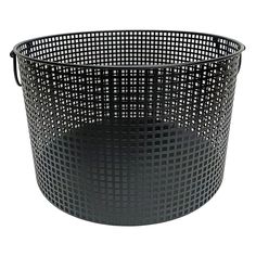 a black metal basket on a white background