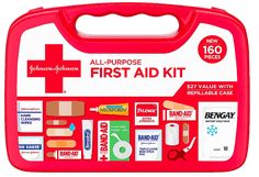 Forgot this with my first college student!! All-purpose, compact first aid kit includes essential first aid supplies like cleansing wipes, gauze pads, assorted bandages, rolled gauze, antibiotic cream, itch stopping cream, acetaminophen caplets, and instant cold pack Includes a variety of Band-Aid Brand Adhesive Bandages in assorted sizes for minor wound care, as well as Band-Aid Brand Diy First Aid Kit, Emergency First Aid Kit, Emergency First Aid, Johnson Johnson, Emergency Supplies, Dorm Room Essentials, Cleansing Wipes, First Aid Supplies, Medical Help