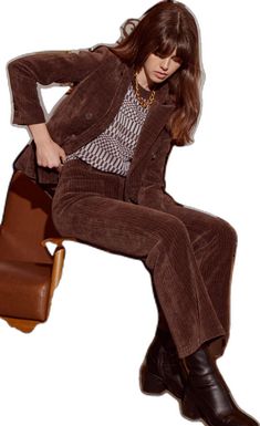 Elegant Brown Pants For Fall, Elegant Velvet Formal Pants, Elegant Corduroy Blazer For Winter, Elegant Velvet Bottoms For Workwear, Fitted Velvet Work Pants, Fitted Velvet Pants For Work, Elegant Velvet Suit For Workwear, Chic Velvet Formal Pants, Tailored Velvet Suits For Fall