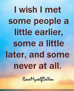 a quote that says i wish i met some people a little earlier, some all later, and some never at all