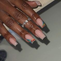 Nails Coffin Square, French Tips Chrome, Chrome Y2k, Nails Clean Girl, Cruise Nails, Spring Nail Designs