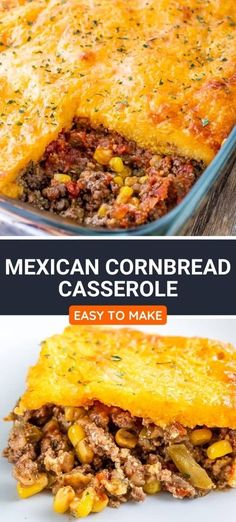 mexican cornbread casserole with ground beef and cheese