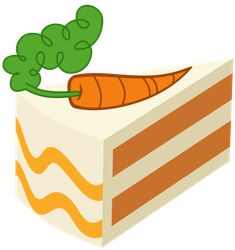 a carrot sitting on top of a piece of cake