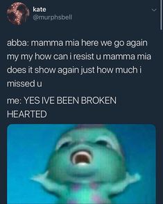 an image of a baby shark with caption that reads, abaa mama mia here we go again my how can i rest u