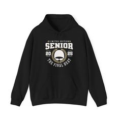 Super soft, swim senior 2025 hoodie sweatshirt. Limited Edition, The Final Heat. Fun to wear all season, especially on swim senior night. The year is changed annually. This unisex heavy blend hooded sweatshirt is relaxation itself. Made with a thick blend of cotton and polyester, it feels plush, soft and warm, a perfect choice for any cold day. In the front, the spacious kangaroo pocket adds daily practicality while the hood's drawstring is the same color as the base sweater for extra style points. .: Made with a medium-heavy fabric (8.0 oz/yd² (271 g/m that consists of 50% cotton and 50% polyester for that cozy feel and warmth you need in a hoodie. .: The classic fit along with the pouch pocket and the tear-away label make for a highly comfortable, scratch-free wearing experience.  .: The Swim Senior Night, Swim Team Gifts, Senior Night, Summer Sports, Team Gifts, Cold Day, Heavy Fabric, Limited Editions