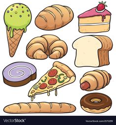 different kinds of breads and pastries clipart for kids - free to use