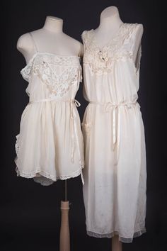 Museum collections Archive | The Underpinnings Museum Insertion Lace, Clothing Upcycle, Ribbon Rosettes, Velvet Flowers, Vintage Nightgown, Cream Silk, Museum Collection