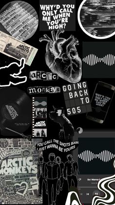 an image of various stickers on a black background with white lettering and images in different colors