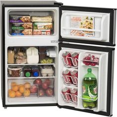 an open refrigerator filled with lots of food