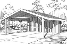 a black and white drawing of a gazebo