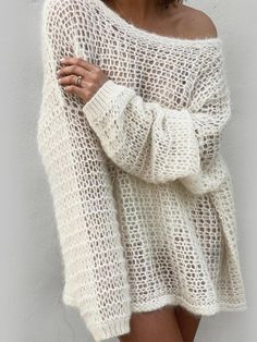 Open Knit Oversized Sweater Oversized Open Knit Sweater, Preppy Pullover, Vacation Fits, Knit Oversized Sweater, Acrylic Design, Elegant Sweater, Long Sleeve Knit Dress, Oversize Knit, Oversized Knitted Sweaters