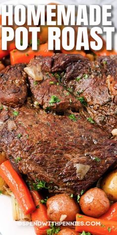 a white plate topped with steak, potatoes and carrots