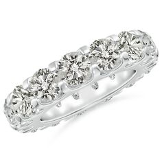 three stone diamond wedding ring in 18k white gold