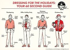 How to dress for the holidays: including office parties and open houses. Shawl Sweater, Christmas Cardigan, Office Holiday Party, Casual Tie, Open Houses, Office Holiday, Oxford Dress, Relaxed Jeans