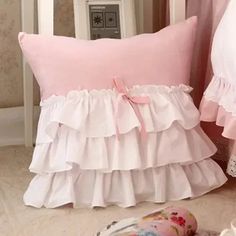 49328773431595|49328773497131|49328773562667|49328773628203 Princess Pillow, Ruffle Curtains, Shabby Chic Pillows, Pretty Pillows, Ruffle Pillow, Pillow Crafts, Bantal Sofa, Cushion Cover Designs, Chic Pillows