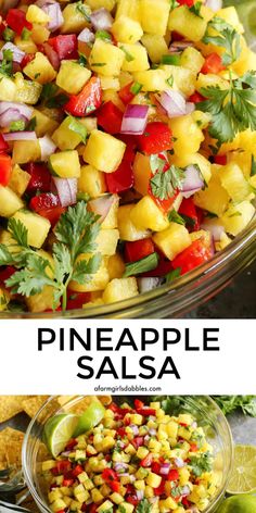 pineapple salsa with cilantro, red onion and lime