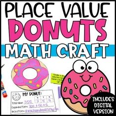 a poster that says place value donuts math craft with a cartoon doughnut on it