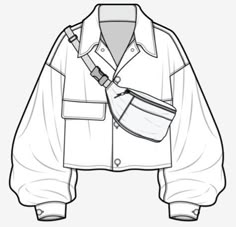 a drawing of a jacket with an attached belt