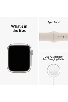 an apple watch is shown with instructions on how to set up the charging cable and charger