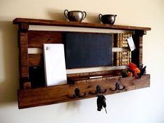 description-beginner-wood-projects Diy Mail Organizer, Chalkboard Organizer, Shelf Pallet, Reclaimed Wood Wine Rack, Reclaimed Wood Diy, Wine Cork Board, Pallet Wall Shelves, Storage Idea, Pallet Project