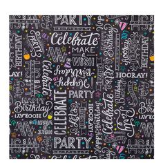 a black and white photo with words all over the placemat that says celebrate make