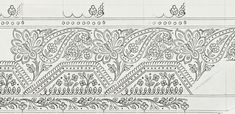 an intricately designed design on the side of a wall in black and white ink