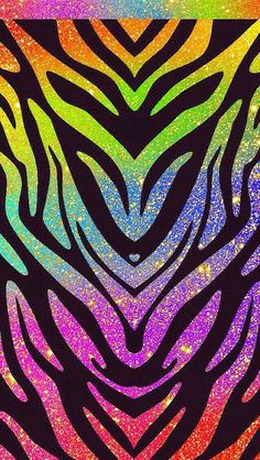 a colorful zebra pattern with glitter on it's skin and the colors are multicolored