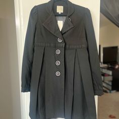 Michelle Mason Carcoat. Never Been Worn. Retails For $480. Size 6 (Small). Black Fitted Pea Coat For Spring, Fitted Black Pea Coat For Spring, Black Winter Commuting Outerwear, Fall Career Long Coat Outerwear, Chic Black Single Breasted Outerwear, Chic Black Single-breasted Outerwear, Career Long Coat For Fall, Classic Fall Outerwear For Commuting, Classic Outerwear For Commuting In Fall