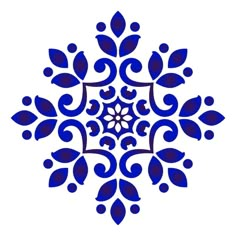 a blue and white snowflake on a white background