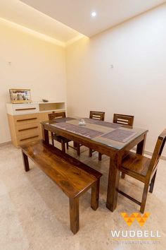 6 seater wooden dining table Dining Table 6 Seater, Wooden Dining Table, Kitchen Interior Design Modern, Cupboard Design, Dining Table With Bench