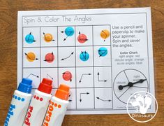 spin and color the angles game with markers