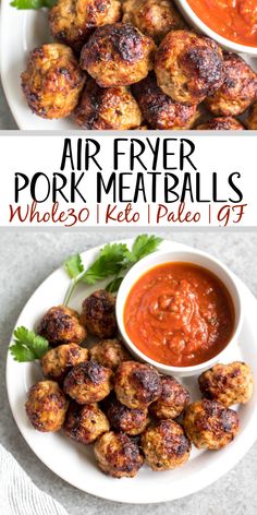 air fryer pork meatballs with ketchup on the side