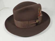 Hat Fedora, Brown Fur, Felt Hat, Fedora, 4 Inch, Made In Usa, Felt, Crown, Band