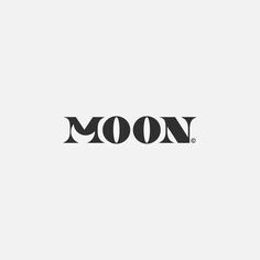 the word moon is shown in black and white