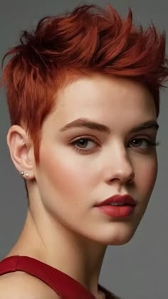 Shaved Sides Pixie, Red Pixie Haircut, Twiggy Hair, Punk Haircut, Pixie Cut Hairstyles, Pixie Haircut Ideas, Short Spiky Haircuts, Short Natural Curly Hair, Red Pixie