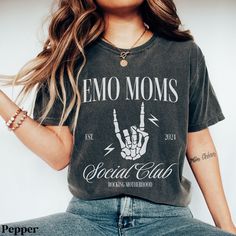 Emo Moms Social Club Shirt, Still in My Emo Phase Shirt, Elder Emo Shirts, Emo Tshirt, Emo Comfort Colors, Pop Punk Shirt, Emo Gift - Etsy Emo Tshirt, Emo Gifts, Elder Emo, Emo Shirts, Punk Shirt, Emo Phase, Emo Aesthetic, You're The One, Tee Designs