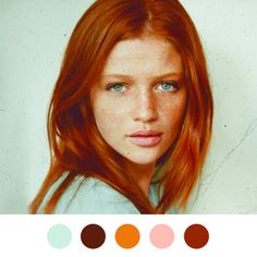 Au natural! Vibrant red hair, love the contrast with the pale mint green. Red Hair And Blue Eyes, Roux Auburn, Cintia Dicker, Without Makeup, Hair Envy, Shades Of Red