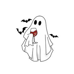 a ghost holding a wine glass in its mouth