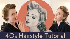 1940s Hairstyles For Long Hair, 1950 Hairstyles, 1940 Hairstyles, 1940 Hair, 50's Hairstyles, Short Hair Tutorials, 1940s Party