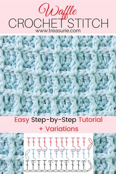 the crochet stitch pattern is shown with instructions to make it easier for knitting